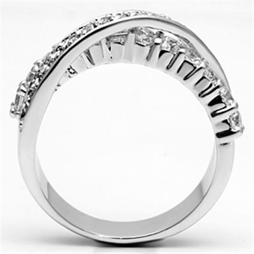 3W274 - Brass Ring Rhodium Women AAA Grade CZ Clear