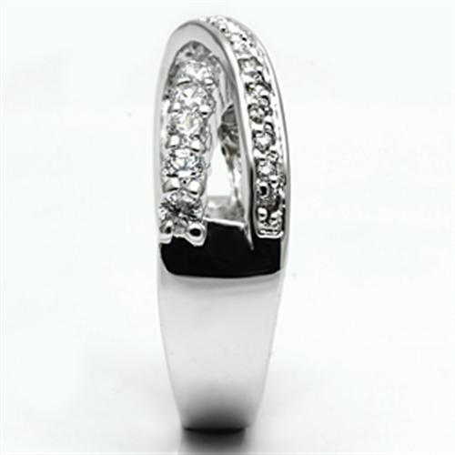 3W274 - Brass Ring Rhodium Women AAA Grade CZ Clear