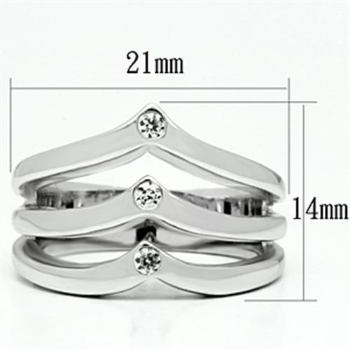 3W276 - Brass Ring Rhodium Women AAA Grade CZ Clear