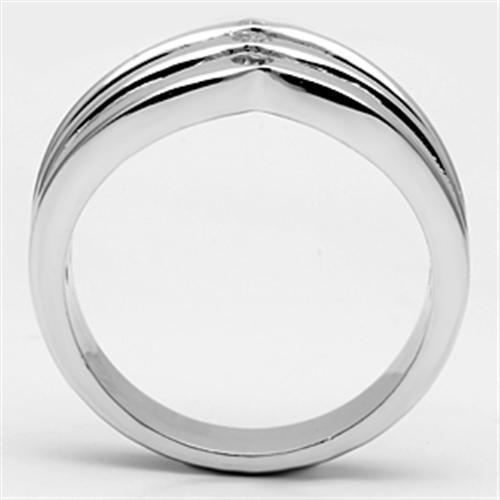 3W276 - Brass Ring Rhodium Women AAA Grade CZ Clear