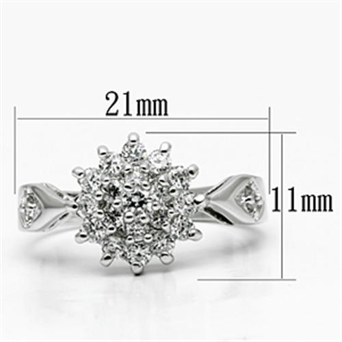 3W278 - Brass Ring Rhodium Women AAA Grade CZ Clear