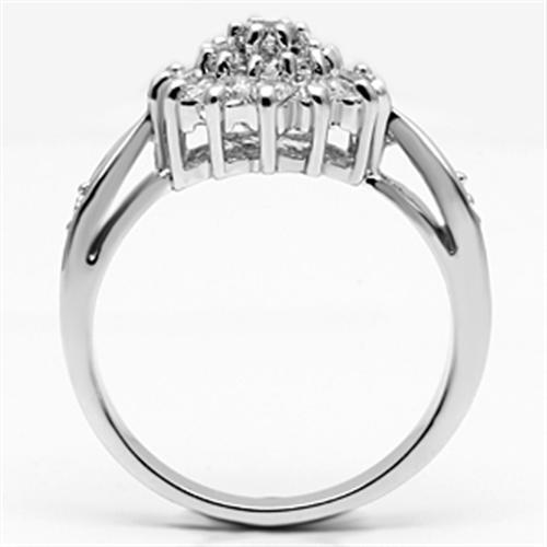 3W278 - Brass Ring Rhodium Women AAA Grade CZ Clear