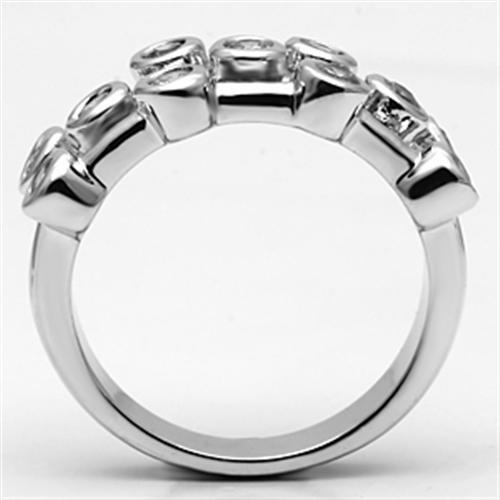 3W280 - Brass Ring Rhodium Women AAA Grade CZ Clear