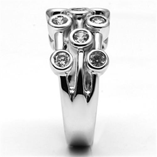 3W280 - Brass Ring Rhodium Women AAA Grade CZ Clear