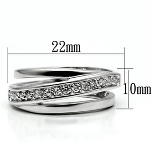 3W284 - Brass Ring Rhodium Women AAA Grade CZ Clear