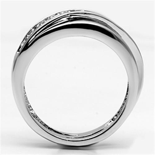 3W284 - Brass Ring Rhodium Women AAA Grade CZ Clear