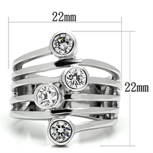 3W286 - Brass Ring Rhodium Women AAA Grade CZ Clear