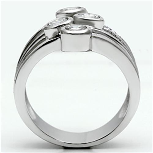 3W286 - Brass Ring Rhodium Women AAA Grade CZ Clear