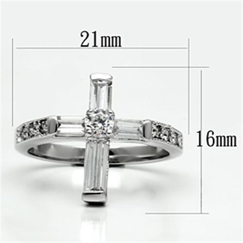 3W288 - Brass Ring Rhodium Women AAA Grade CZ Clear