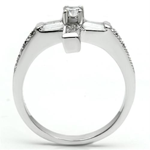 3W288 - Brass Ring Rhodium Women AAA Grade CZ Clear