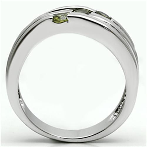 3W289 - Brass Ring Rhodium Women AAA Grade CZ Olivine color