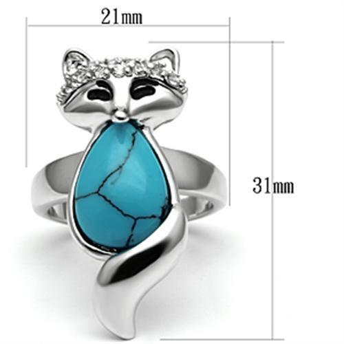 3W295 - Brass Ring Rhodium Women Synthetic Sea Blue