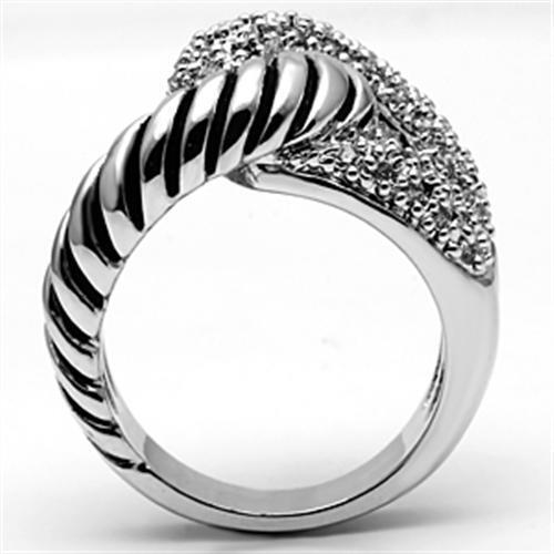 3W298 - Brass Ring Rhodium Women AAA Grade CZ Clear