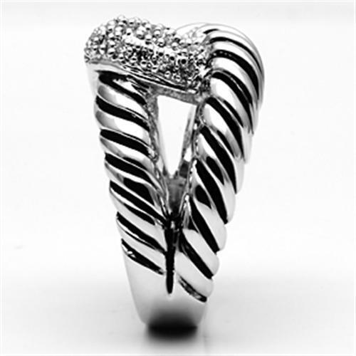 3W298 - Brass Ring Rhodium Women AAA Grade CZ Clear