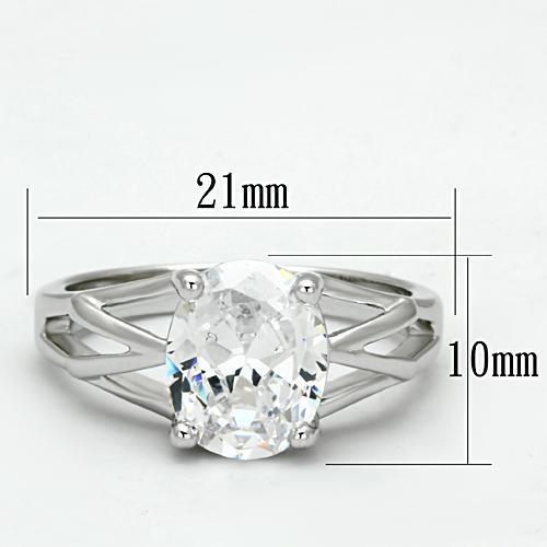 3W308 - Brass Ring Rhodium Women AAA Grade CZ Clear