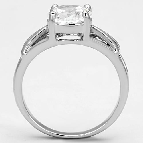 3W308 - Brass Ring Rhodium Women AAA Grade CZ Clear