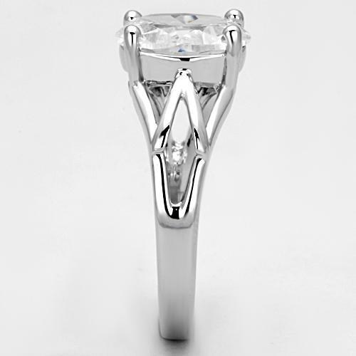 3W308 - Brass Ring Rhodium Women AAA Grade CZ Clear