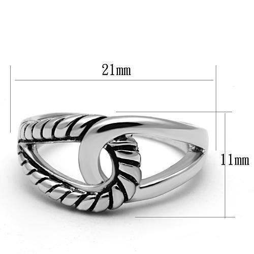 3W310 - Brass Ring Rhodium Women Epoxy Jet