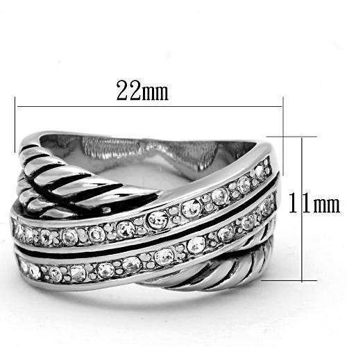 3W311 - Brass Ring Rhodium Women Top Grade Crystal Clear