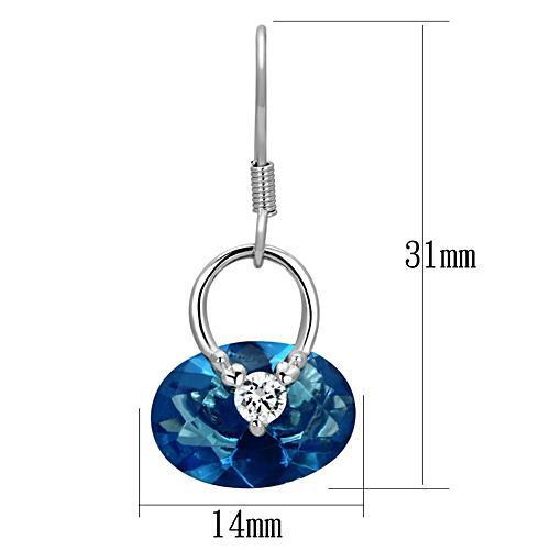 3W338 - Brass Earrings Rhodium Women Synthetic Sea Blue