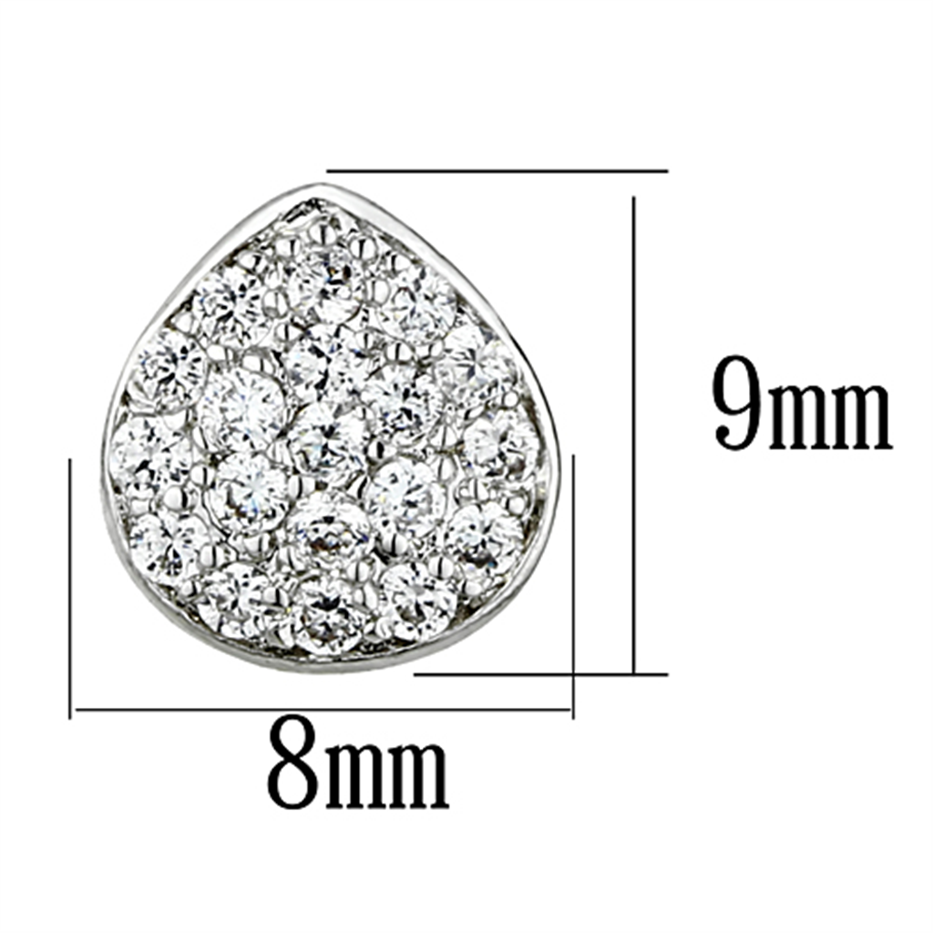 3W352 - Brass Earrings Rhodium Women AAA Grade CZ Clear