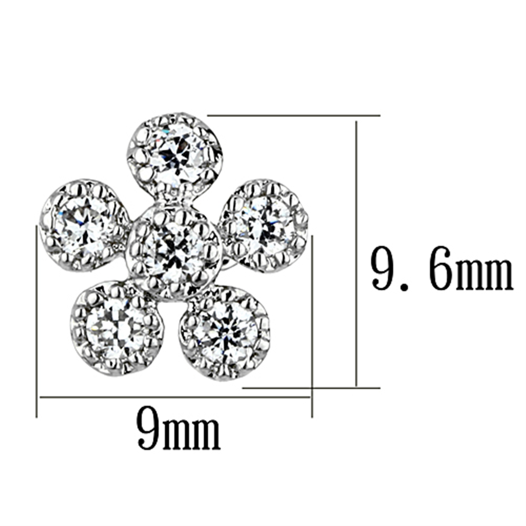 3W359 - Brass Earrings Rhodium Women AAA Grade CZ Clear