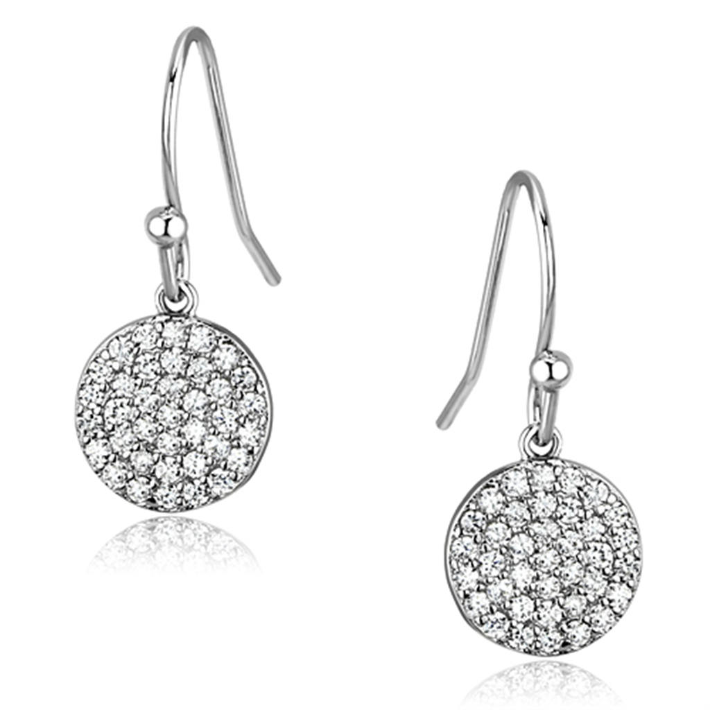 3W369 - Brass Earrings Rhodium Women AAA Grade CZ Clear