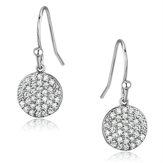 3W369 - Brass Earrings Rhodium Women AAA Grade CZ Clear