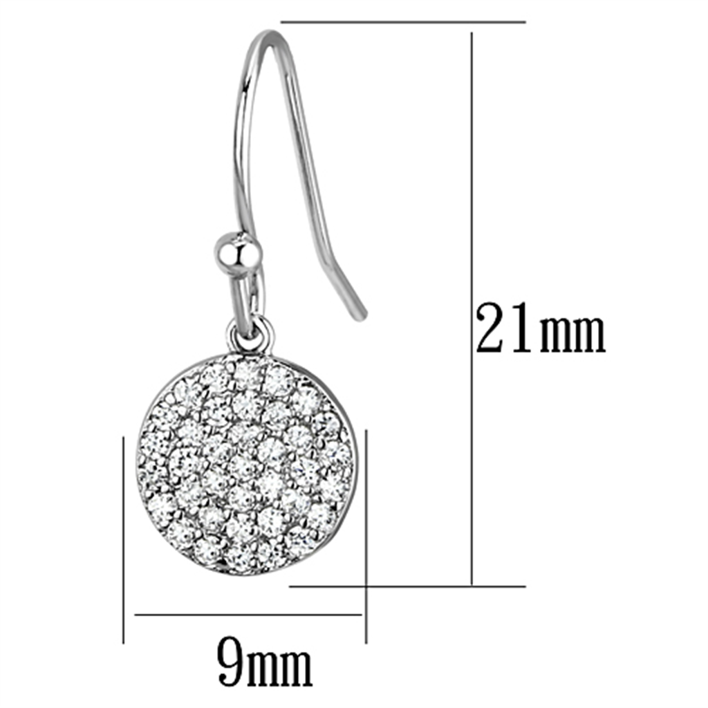 3W369 - Brass Earrings Rhodium Women AAA Grade CZ Clear