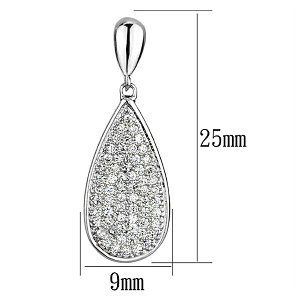 3W380 - Brass Earrings Rhodium Women AAA Grade CZ Clear