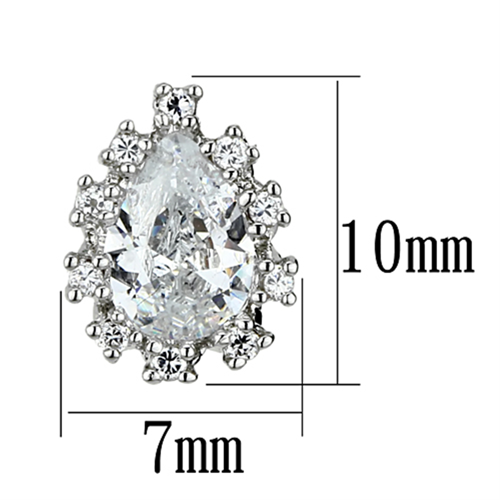 3W386 - Brass Earrings Rhodium Women AAA Grade CZ Clear