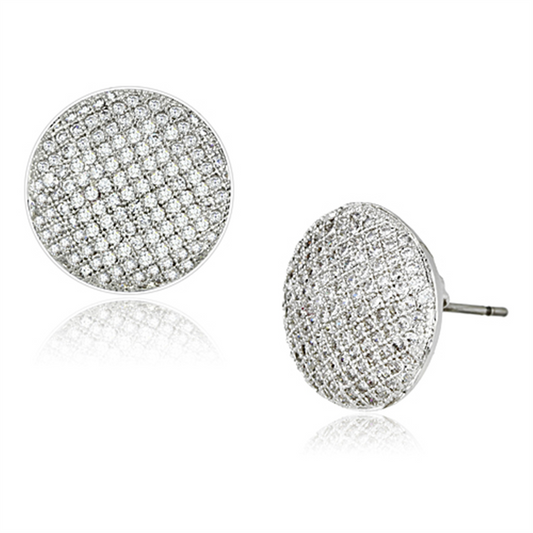 3W388 - Brass Earrings Rhodium Women AAA Grade CZ Clear