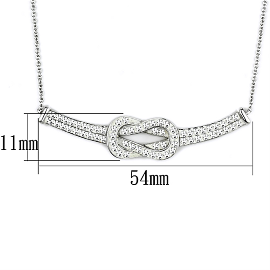 3W406 - Brass Necklace Rhodium Women Top Grade Crystal Clear