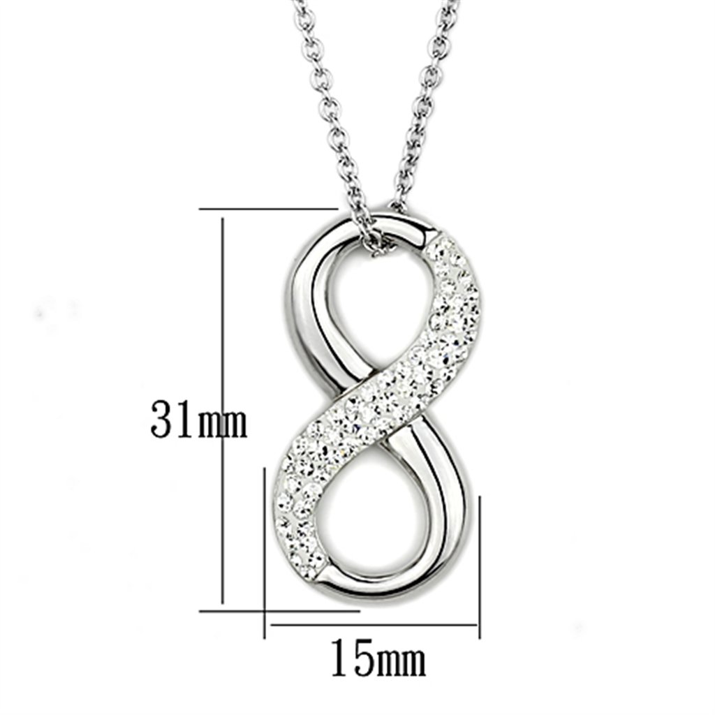 3W407 - Brass Necklace Rhodium Women Top Grade Crystal Clear