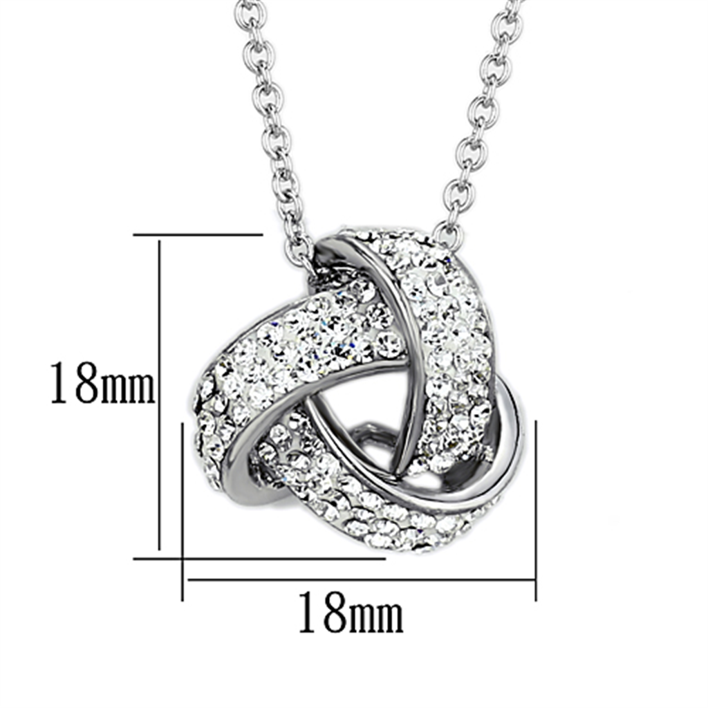 3W408 - Brass Necklace Rhodium Women Top Grade Crystal Clear