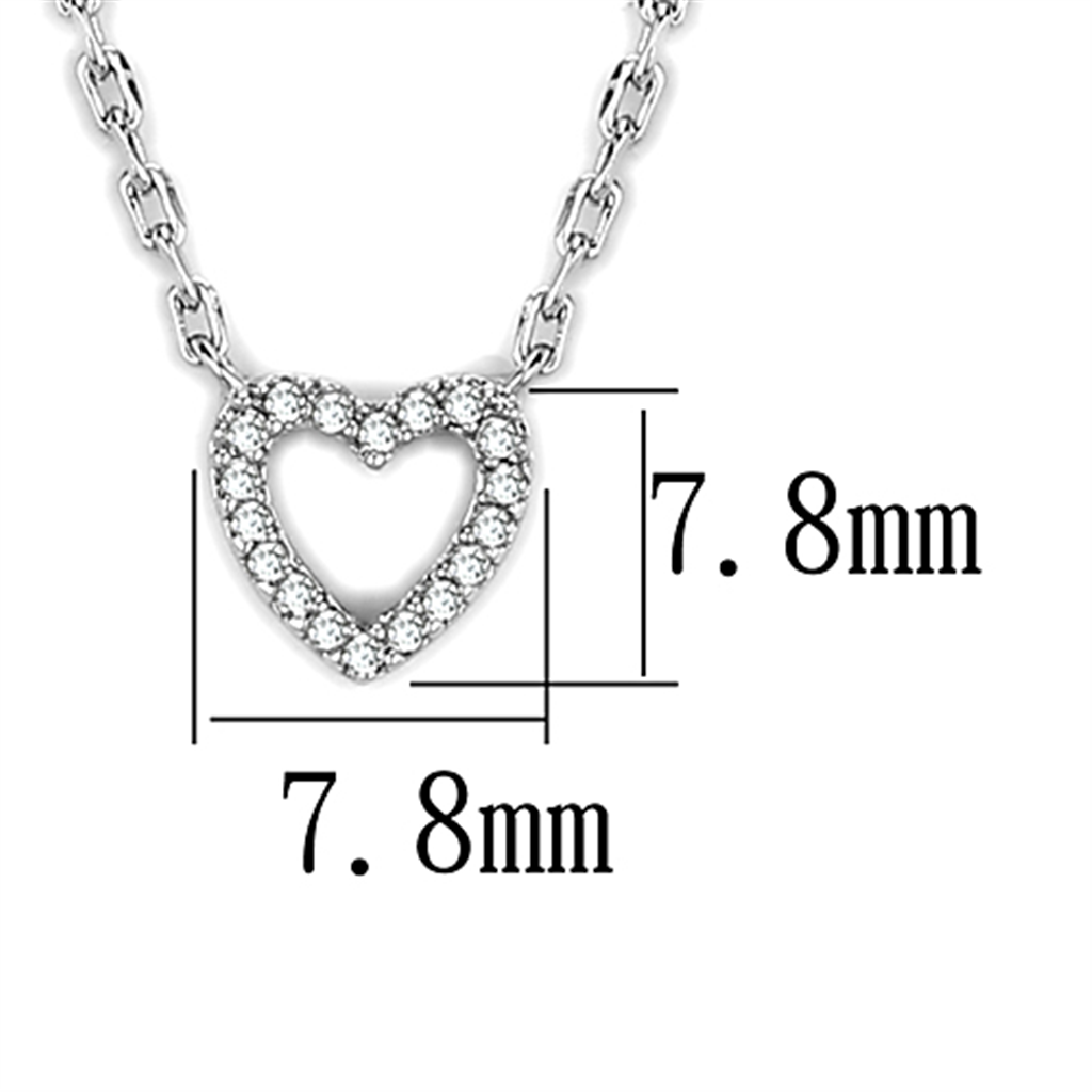 3W413 - Brass Necklace Rhodium Women AAA Grade CZ Clear