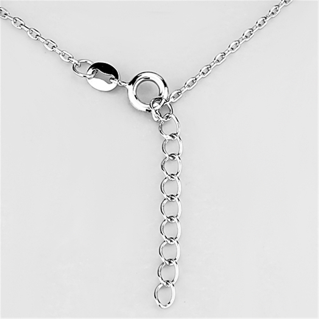 3W413 - Brass Necklace Rhodium Women AAA Grade CZ Clear