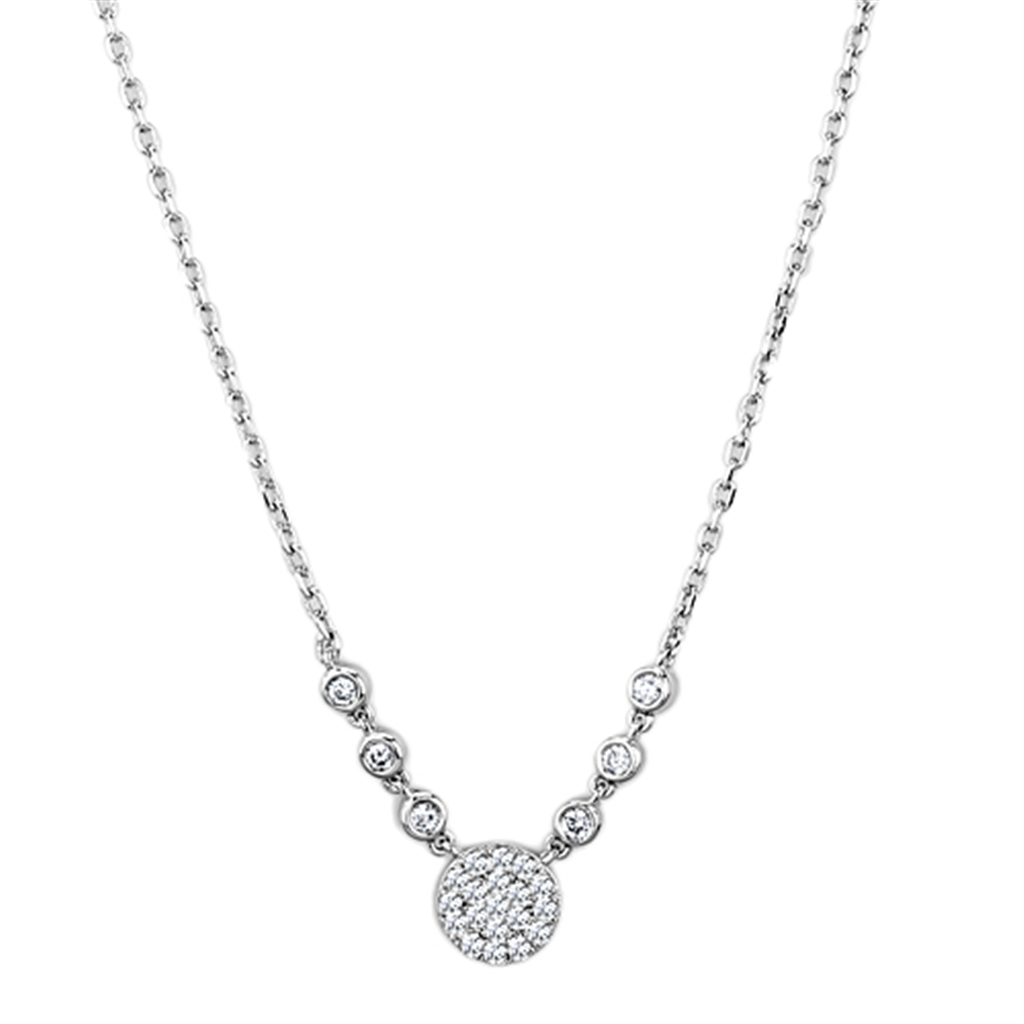 3W417 - Brass Necklace Rhodium Women AAA Grade CZ Clear