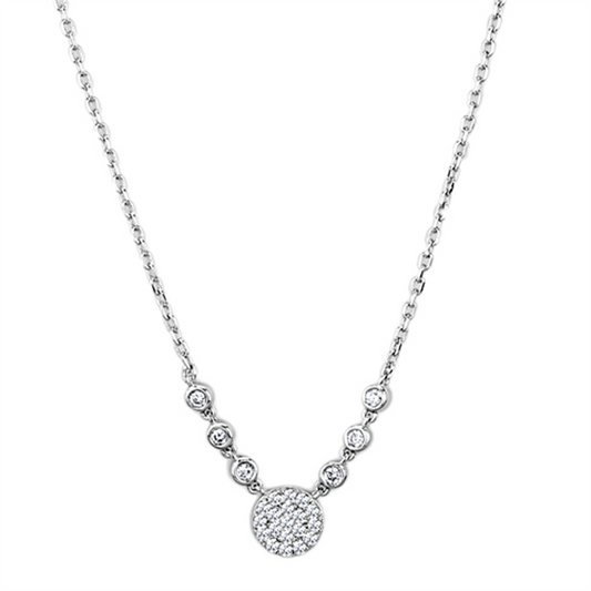 3W417 - Brass Necklace Rhodium Women AAA Grade CZ Clear