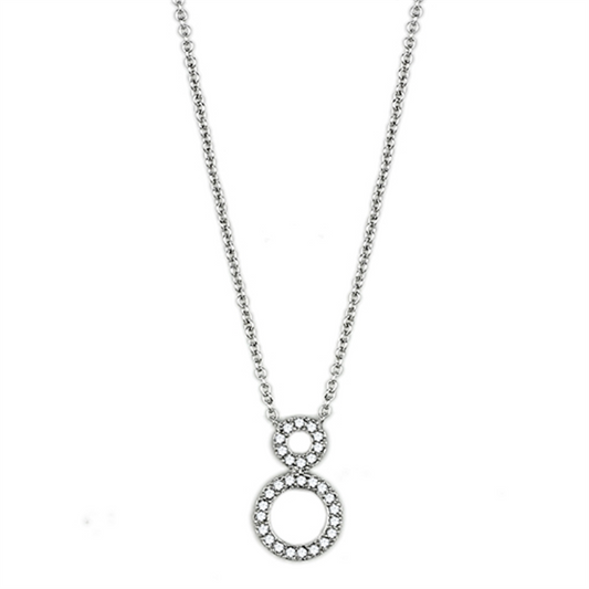 3W421 - Brass Necklace Rhodium Women AAA Grade CZ Clear