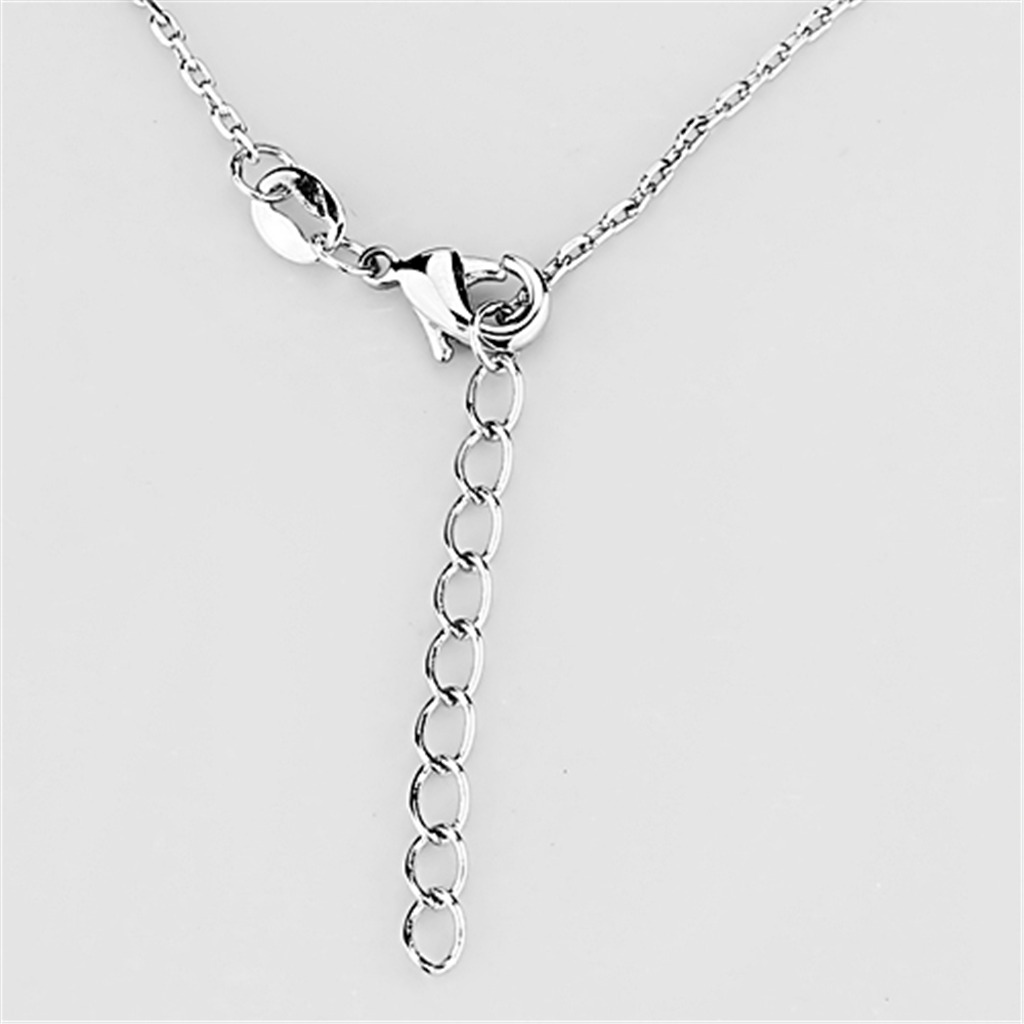 3W423 - Brass Necklace Rhodium Women AAA Grade CZ Clear