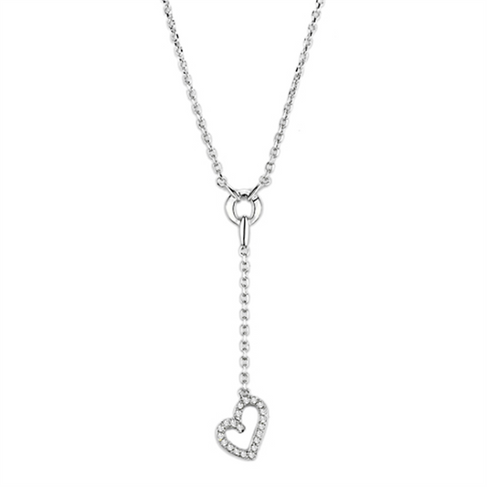 3W425 - Brass Necklace Rhodium Women AAA Grade CZ Clear