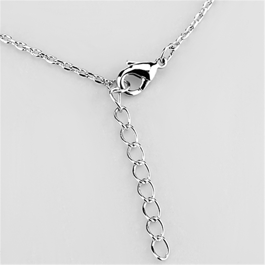 3W425 - Brass Necklace Rhodium Women AAA Grade CZ Clear