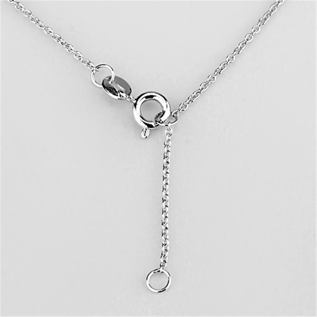 3W428 - Brass Necklace Rhodium Women AAA Grade CZ Clear