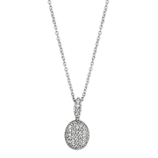 3W432 - Brass Necklace Rhodium Women AAA Grade CZ Clear