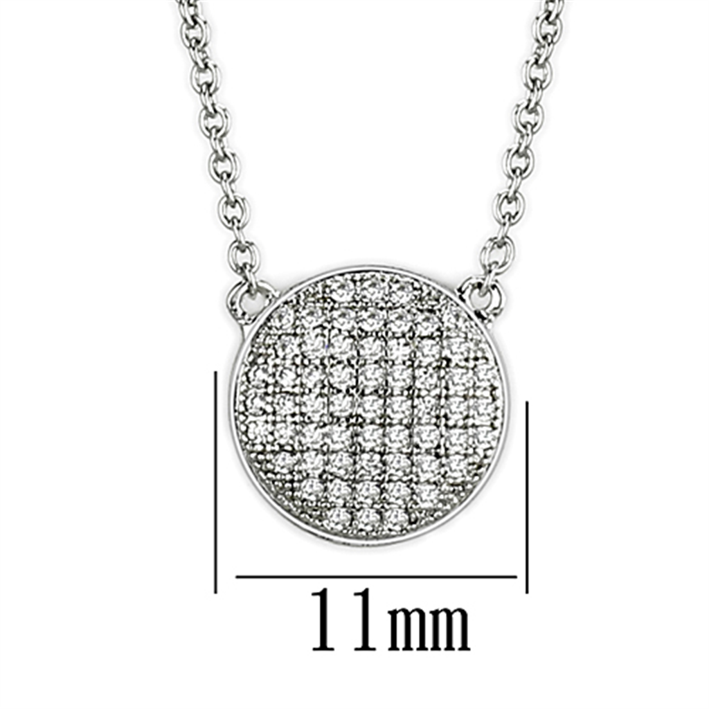 3W437 - Brass Necklace Rhodium Women AAA Grade CZ Clear