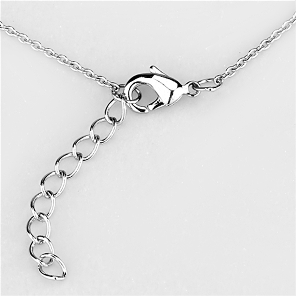 3W442 - Brass Necklace Rhodium Women Synthetic White