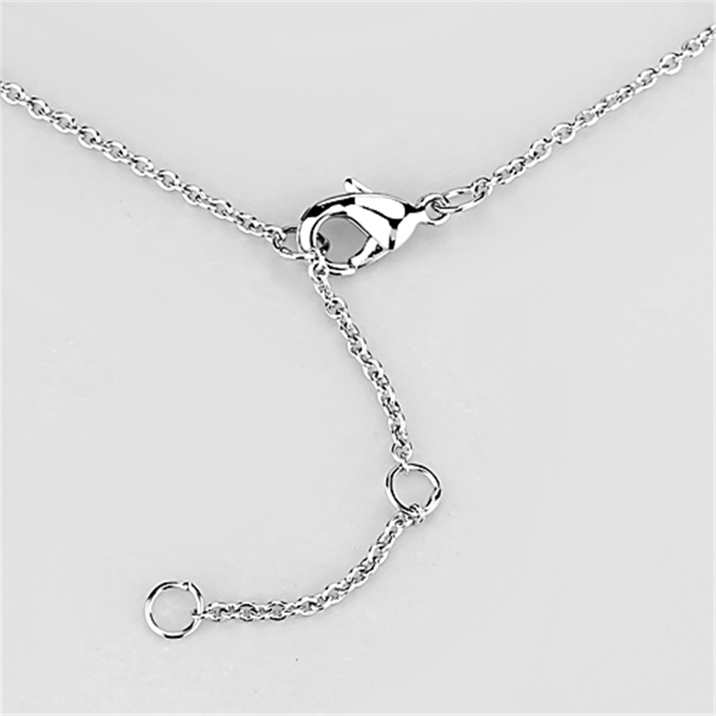 3W444 - Brass Necklace Rhodium Women Synthetic White