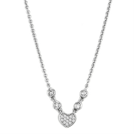 3W449 - Brass Necklace Rhodium Women AAA Grade CZ Clear