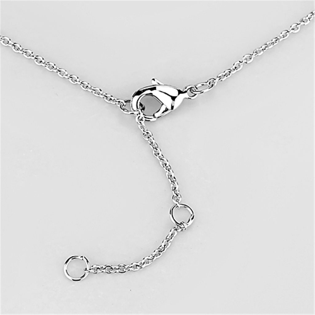 3W452 - Brass Necklace Rhodium Women AAA Grade CZ Clear